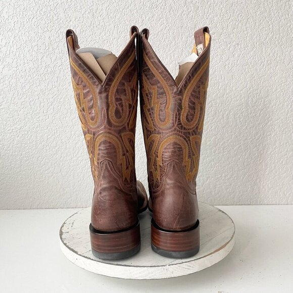 Rod Patrick Mens Cowboy Boots 8.5A Perro Loco Brown Leather Western Square Toe - Picture 3 of 12